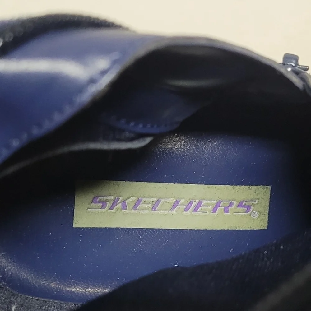90s Vintage Skechers Blue Faux Suede Cuffed Tapered Heel Knee High Slouch Boots